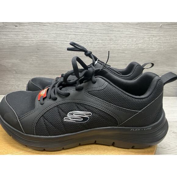Skechers Work Flex Lite Men’s 10 Black/Black Slip Resistant WR Comfort Wide main image 5